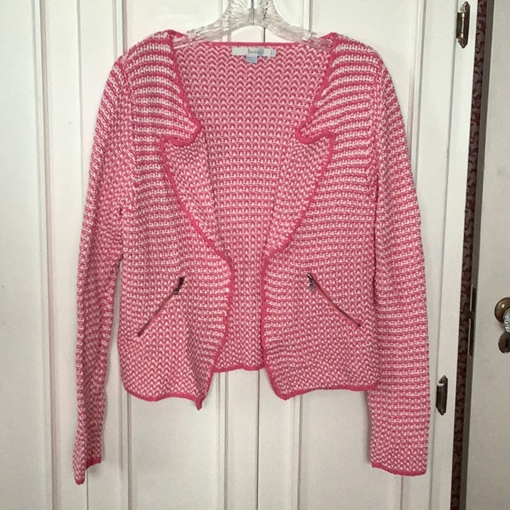 Boden Sz 8 pink and white spring/summer cardigan